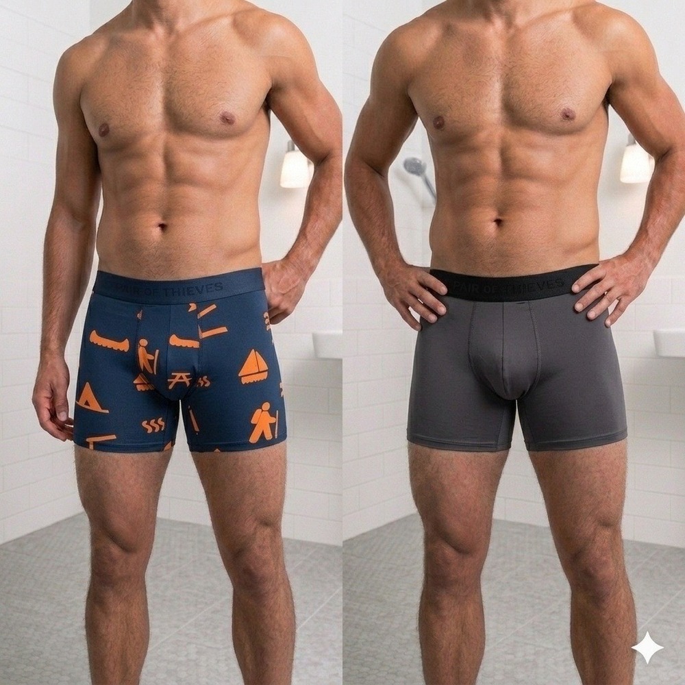 Pair of Thieves Hustle Boxer Briefs XXL Navy/Grey (2) Pack Camp Fire **NEW**